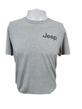 Jeep Graphic T-Shirt Mens Medium Gray Logo USA Flag Back Print Off Road Tee